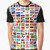 Colorful graphic t-shirt featuring flags of the world for globetrotters