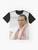 A high-quality graphic t-shirt featuring a design of actor Jeff Goldblum from the Jurassic Park movies. - Flat lay