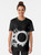 Bauhaus 80s retro black and white graphic t-shirt with abstract, minimal design - Women