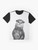 Graphic tee with a cute black and white otter portrait in a nature setting - Flat lay