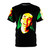 Stylized graphic of a smiling, creepy Nicholas Cage on an all-over print t-shirt