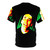 Stylized graphic of a smiling, creepy Nicholas Cage on an all-over print t-shirt - Back