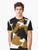 Calico cat fur print graphic t-shirt featuring a colorful pattern of cat fur - Men