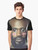 Kawaii-style illustration of MC Ride, the frontman of the experimental hip-hop group Death Grips, on a graphic t-shirt - Men