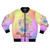 Lizzie McGuire inspired bomber jacket with cartoon characters and quotes