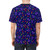 A t-shirt featuring a retro arcade gaming carpet pattern design. - men back