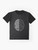 Graphic t-shirt design featuring a brain filled with binary code and the text "Coding Brain" - Flat lay