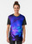 Vibrant glowstick party graphic t-shirt with swirling blue and black design - Women