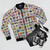 Board games themed bomber jacket with strategic design - Flat lay