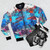 Subnautica underwater survival bomber jacket featuring ocean, submarine, and sea life graphics - Flat lay