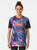 Holographic material graphic t-shirt with iridescent, shiny, and reflective texture - Women