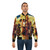 Vintage abstract bomber jacket with a psychedelic print of Don Quixote tilting at windmills - Lifestyle