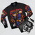 Swat Kats 90s cartoon-inspired retro bomber jacket with vector illustration - Flat lay