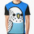 A blue budgie or parakeet graphic t-shirt with the text "Too Many Birds!"
