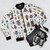 Watercolor beetle collection bomber jacket with nature-inspired design - Flat lay
