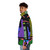 A stylish puffer jacket featuring the iconic Talking Heads "Road to Nowhere" design - men side left