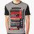 Graphic t-shirt featuring a hand-drawn book stack design with the titles of popular Haruki Murakami novels.