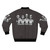 A7X bomber jacket featuring a graphic design with music symbols and skulls - Back