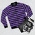 Black and purple splatter stripe bomber jacket - Flat lay