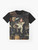 Hieronymus Bosch surreal "Hell" graphic t-shirt featuring fantastical and bizarre elements from the artist's famous painting. - Flat lay