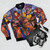 Zoey 101 character collage bomber jacket featuring Jamie Lynn Spears and Nickelodeon cast - Flat lay
