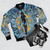 Ghost in the Shell inspired bomber jacket featuring Masamune Shirow's iconic anime and manga artwork - Flat lay