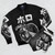 Spice and Wolf "Nuar" anime-inspired bomber jacket with wolf and hieroglyph design - Flat lay
