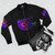 Techno Women DJs Bomber Jacket with Violet and Pink Design - Flat lay