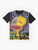 Sleeping in a Hotel Built on Fear and Love abstract graphic t-shirt design featuring a face illustration with the text "Sleeping in a Hotel Built on Fear & Love" - Flat lay
