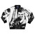 Mad Max Apocalypse Themed Bomber Jacket in Black and White with Graphic Design