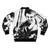 Mad Max Apocalypse Themed Bomber Jacket in Black and White with Graphic Design - Back