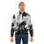 Mad Max Apocalypse Themed Bomber Jacket in Black and White with Graphic Design - Lifestyle