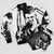 Mad Max Apocalypse Themed Bomber Jacket in Black and White with Graphic Design - Flat lay