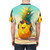 Pineapple-shaped graphic with headphones, listening to music against a summer background - men back