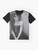 Black and white graphic t-shirt featuring Adore Delano, a popular drag queen from RuPaul's Drag Race. - Flat lay