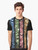 Sequin graphic t-shirt in pink, yellow, and blue colors with vertical lines and a mermaid/unicorn design - Men