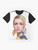Twiggy, the iconic 1960s supermodel, featured on a graphic t-shirt - Flat lay