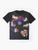 Space-themed graphic t-shirt featuring dancing corgis in a trippy, doge-inspired design - Flat lay