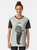 Graphic t-shirt featuring the iconic detective Hercule Poirot from the crime thriller genre - Women