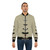 Bomber jacket featuring illustrations of Australian native birds including wedge-tailed eagle, rosella, fairy-wren, magpie, and kookaburra. - Lifestyle