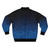 A blue bomber jacket with a computer circuit board pattern, showcasing a futuristic and technological design. - Back