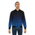 A blue bomber jacket with a computer circuit board pattern, showcasing a futuristic and technological design. - Lifestyle
