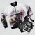 Thanatos and Hades watercolor fan art design on a bomber jacket - Flat lay