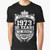 A graphic t-shirt design celebrating a 50th birthday in 1973, with the text "Made In 1973 50 Years Of Being Awesome".