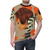 A stylish vintage-inspired geometric pop art aop t-shirt featuring a portrait of a woman with ginger hair. - men front