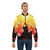 A Groudon-themed bomber jacket with a cute, anime-inspired design featuring the Pokemon character, clouds, and a fiery background. - Lifestyle