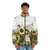 Puffer jacket with a ghostly sunflower field design - men front