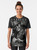 Gangster skeleton graphic t-shirt with poker, smoke, guns, and whiskey - Women