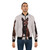 Australian Kelpie dog breed portrait on a retro-style bomber jacket - Lifestyle