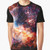 Cosmic galaxy space design with stars, planets, and nebula on a graphic t-shirt